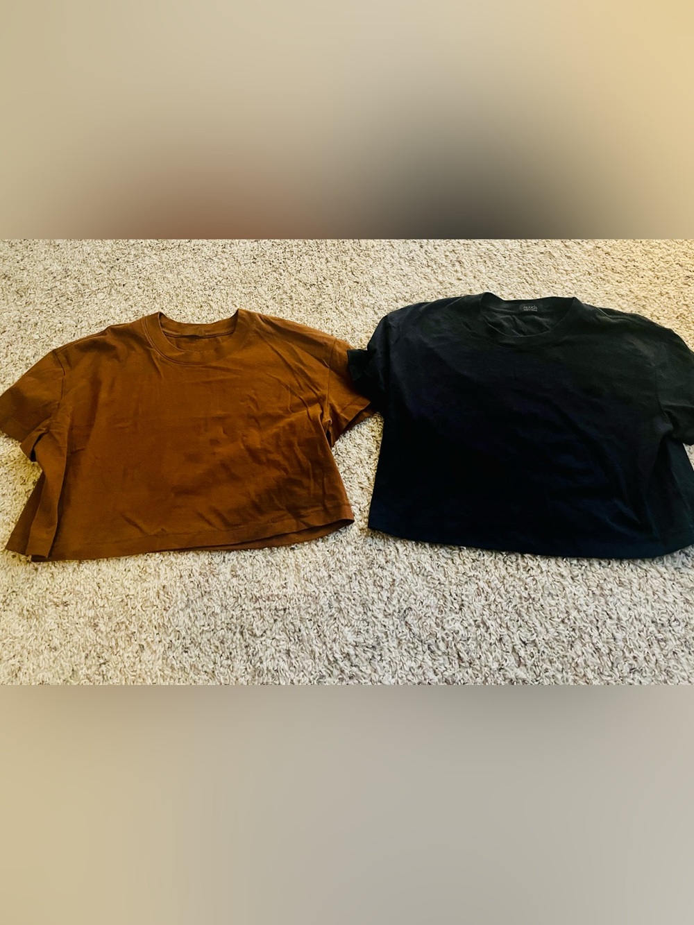 Nuuds crop tees small-black and chocolate, NWOT